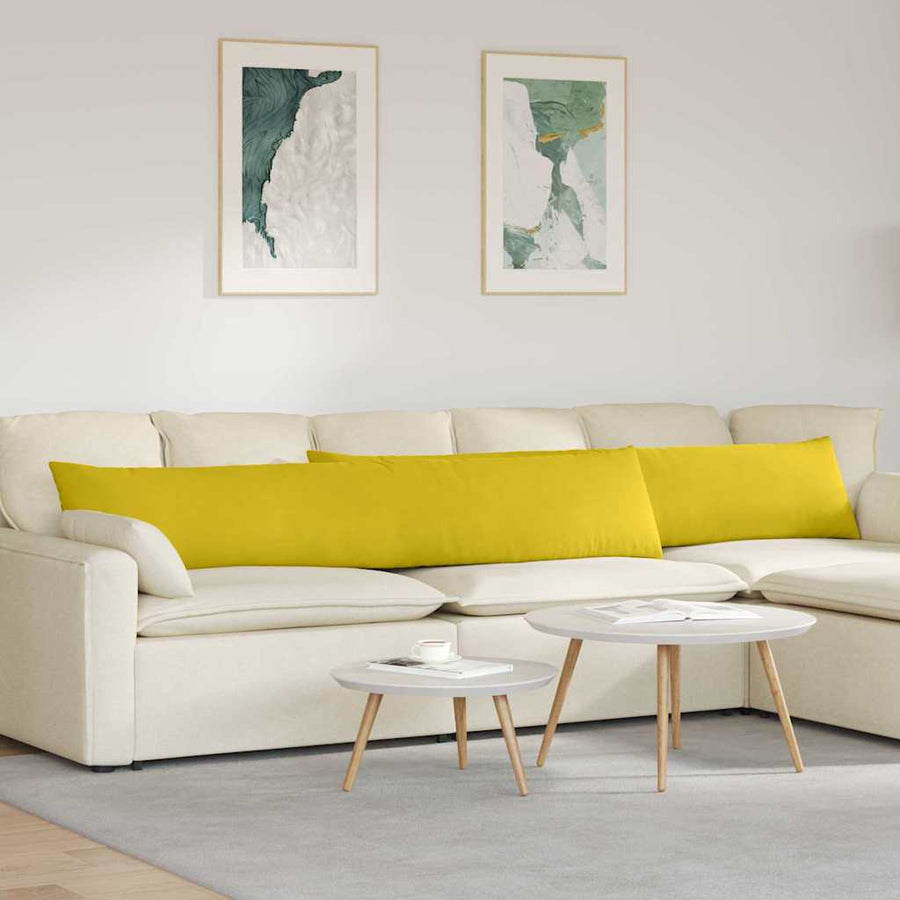 Sofa Kussens 2 pcs Geel 200 x 40 cm Katoen Stof