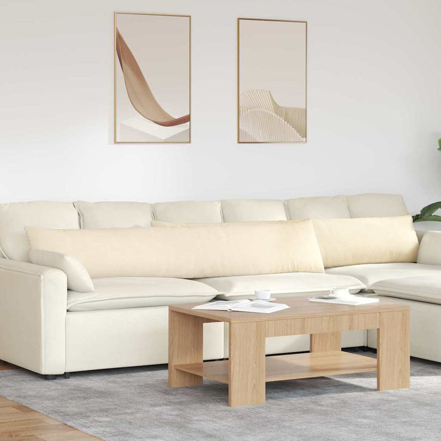Sofa Kussens 2 pcs Crème 200 x 40 cm Katoen Stof