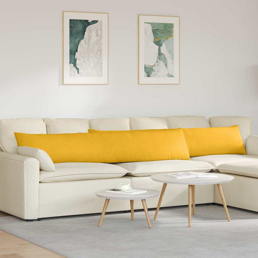 Sofa Kussens 2 pcs Lichtgeel 200 x 40 cm Katoen Stof