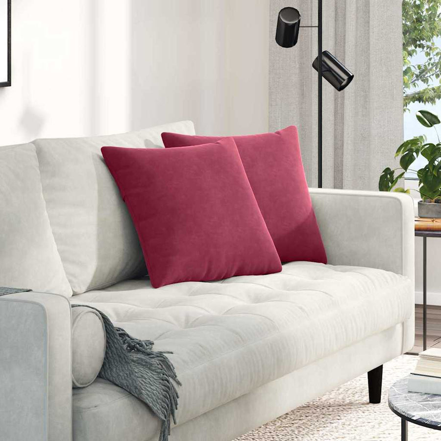 Sofa Kussens 2 pcs Wijnrood 45 x 45 cm Katoen Stof