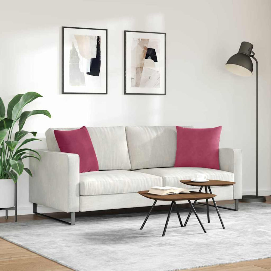 Sofa Kussens 2 pcs Wijnrood 45 x 45 cm Katoen Stof