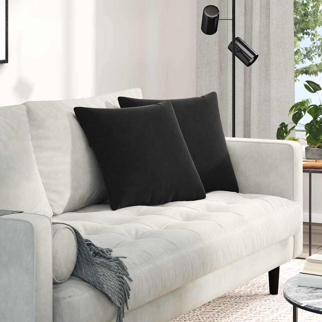 Sofa Kussens 2 pcs Zwart 45 x 45 cm Katoen Stof