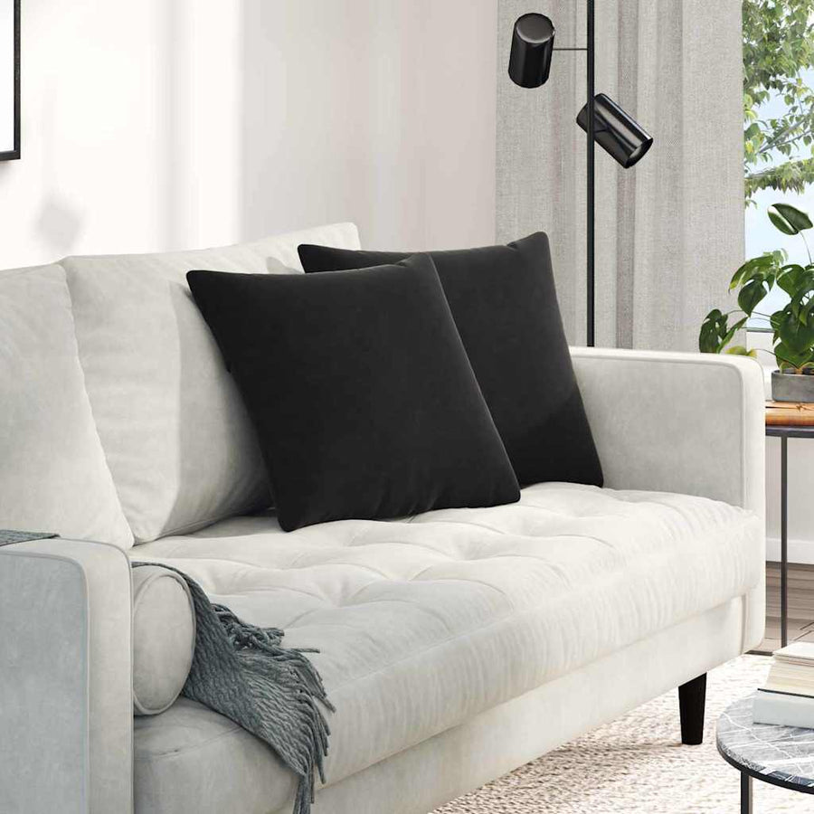 Sofa Kussens 2 pcs Zwart 45 x 45 cm Katoen Stof