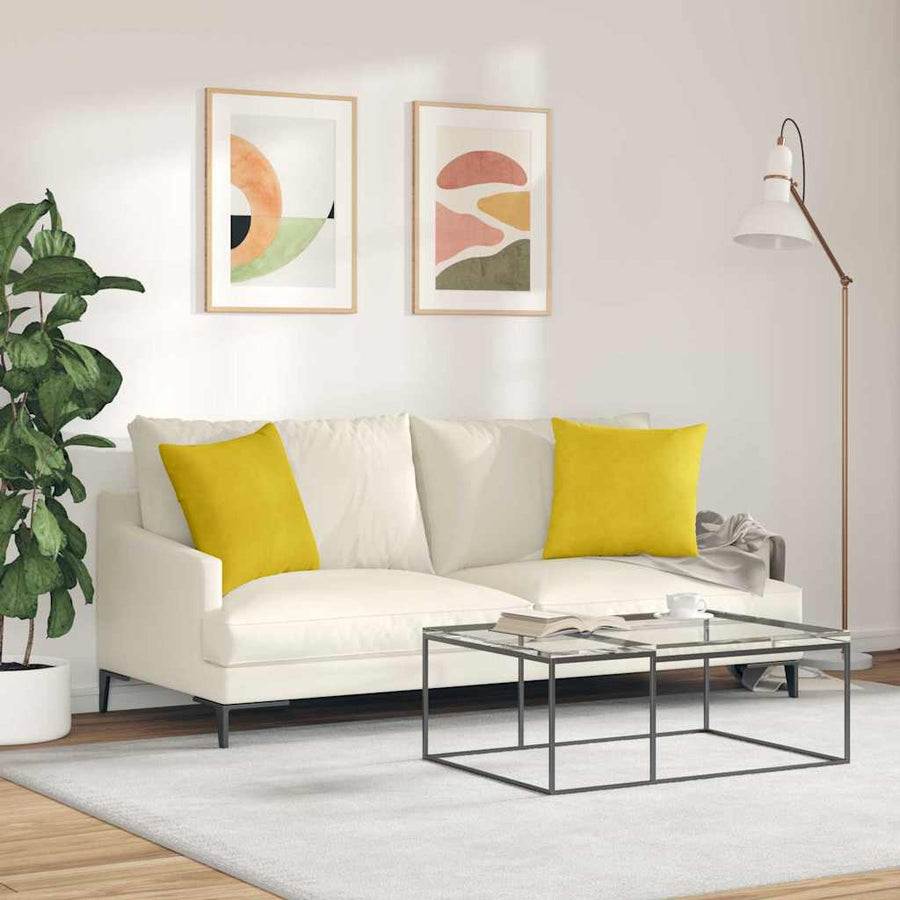 Sofa Kussens 2 pcs Geel 45 x 45 cm Katoen Stof