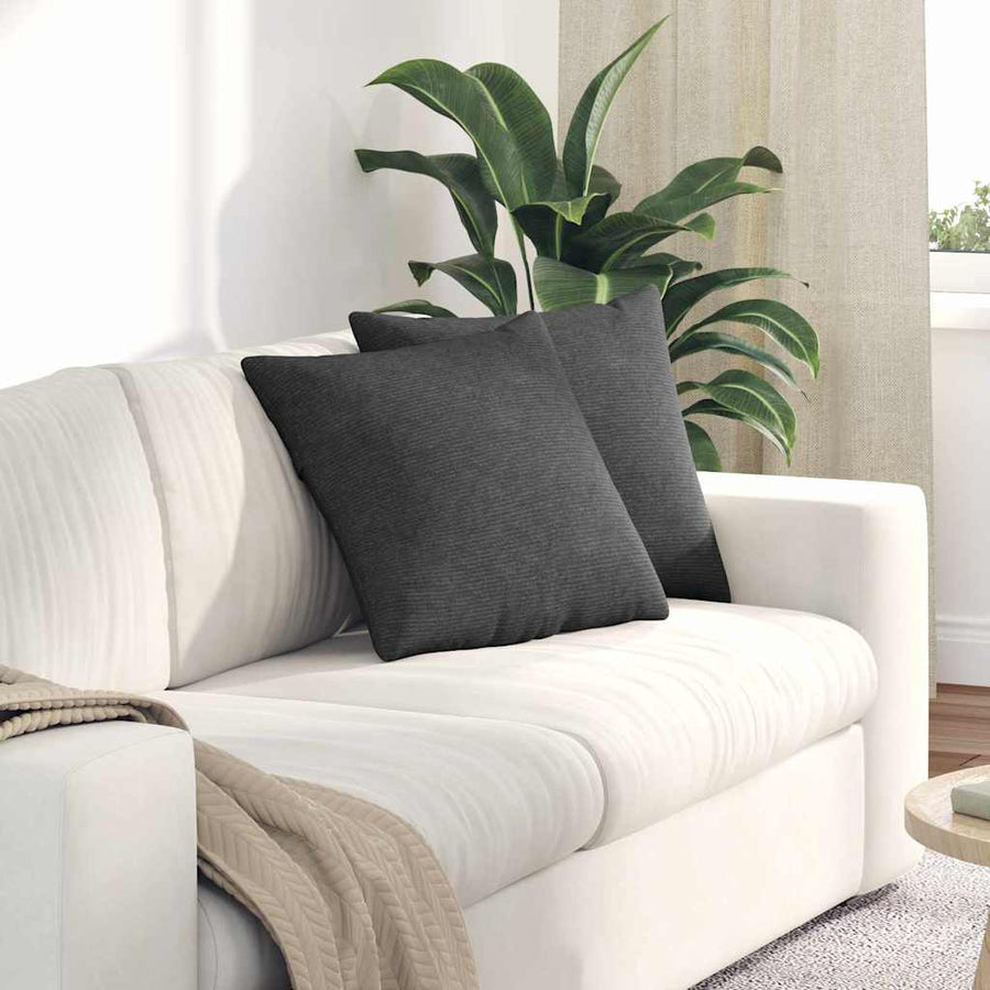 Sofa Kussens 2 pcs Donkergrijs 45 x 45 cm Katoen Stof