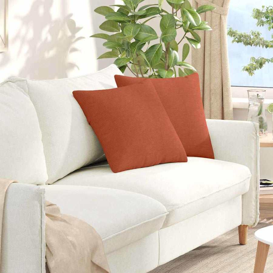 Sofa Kussens 2 pcs Rood-oranje 45 x 45 cm Katoen Stof