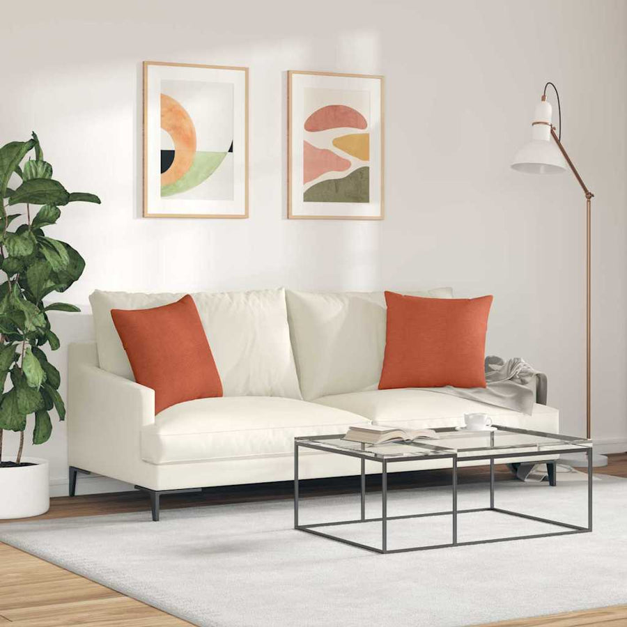 Sofa Kussens 2 pcs Rood-oranje 45 x 45 cm Katoen Stof