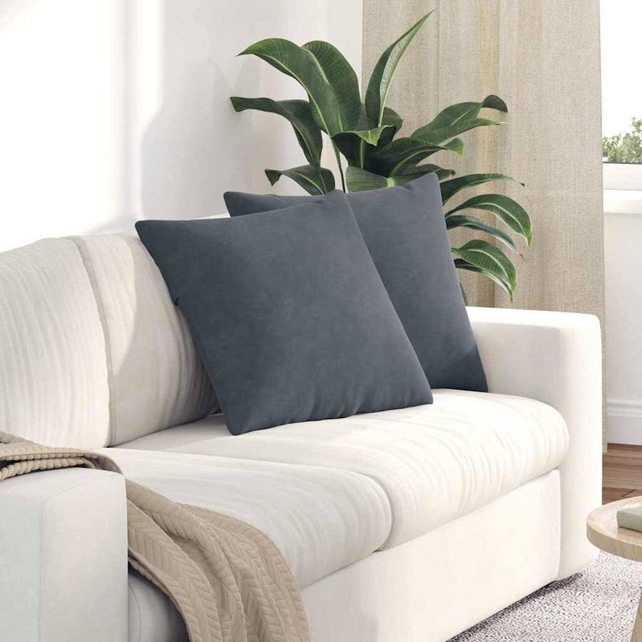 Sofa Kussens 2 pcs Donkergrijs 50 x 50 cm Katoen Stof