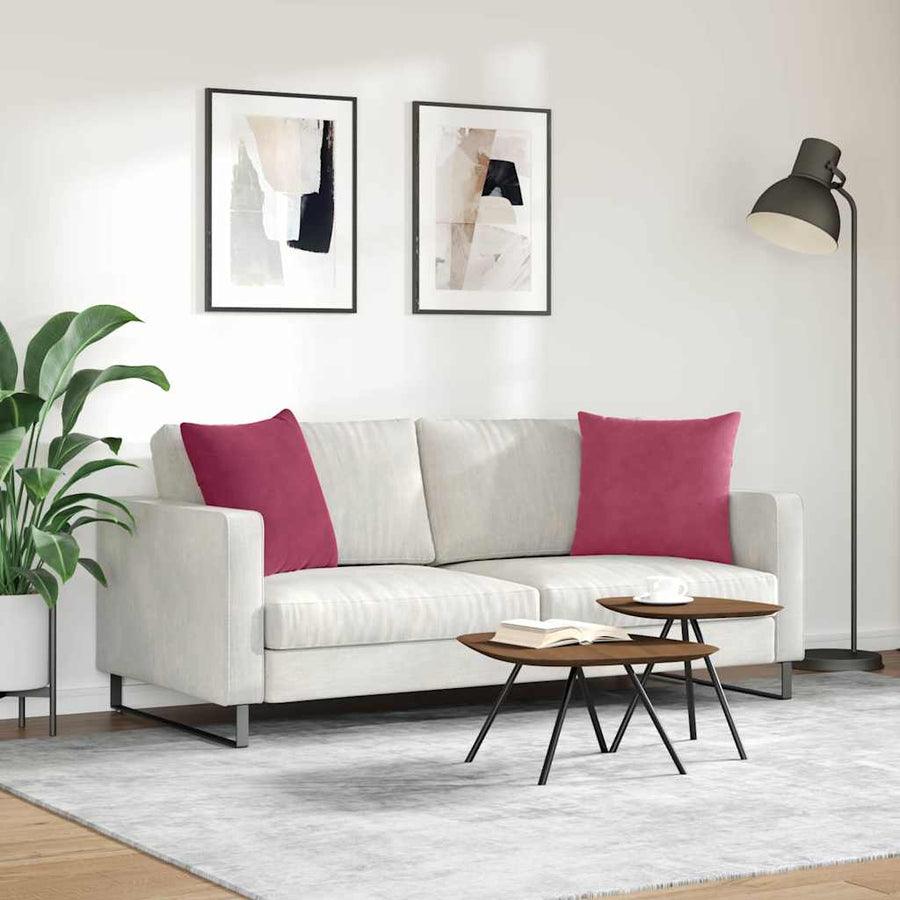 Sofa Kussens 2 pcs Wijnrood 50 x 50 cm Katoen Stof