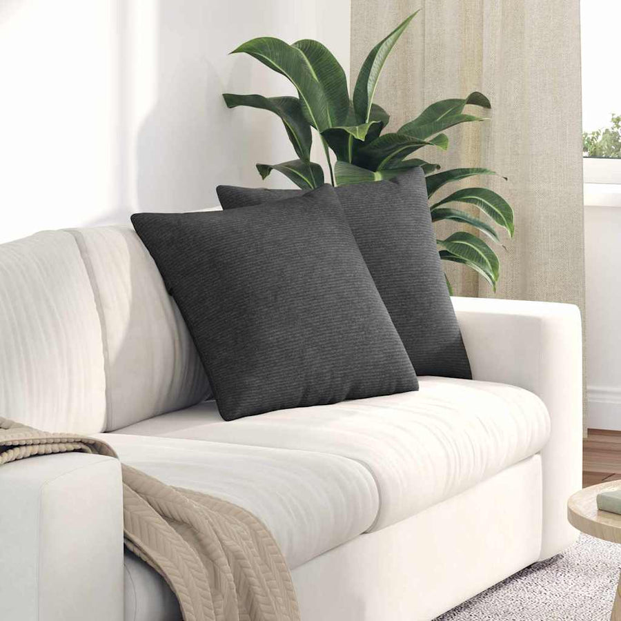 Sofa Kussens 2 pcs Donkergrijs 50 x 50 cm Katoen Stof