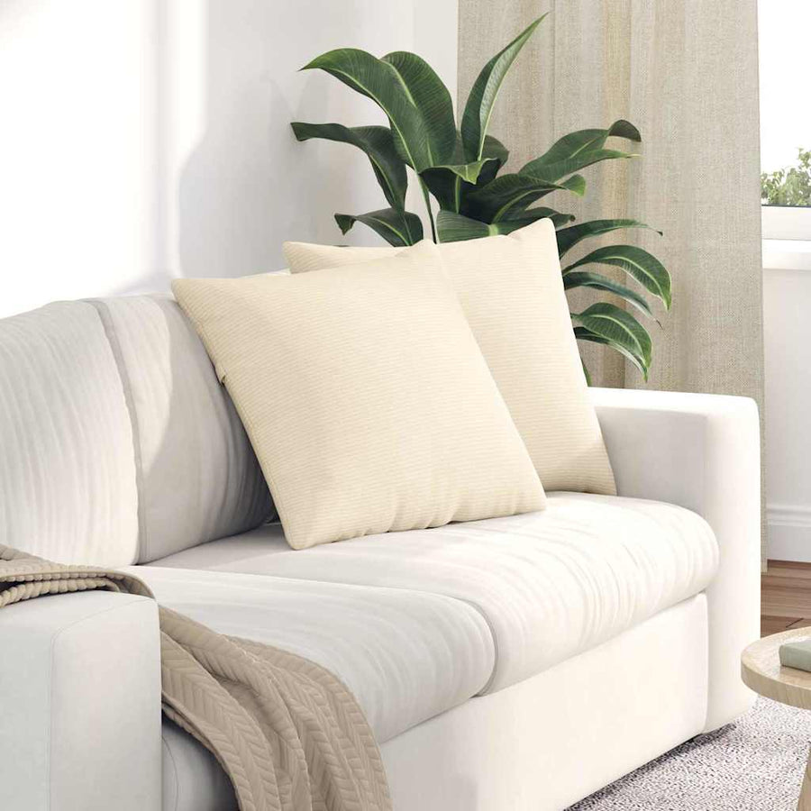 Sofa Kussens 2 pcs Crème 50 x 50 cm Katoen Stof
