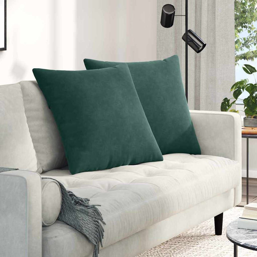 Sofa Kussens 2 pcs Donkergroen 60 x 60 cm Katoen Stof