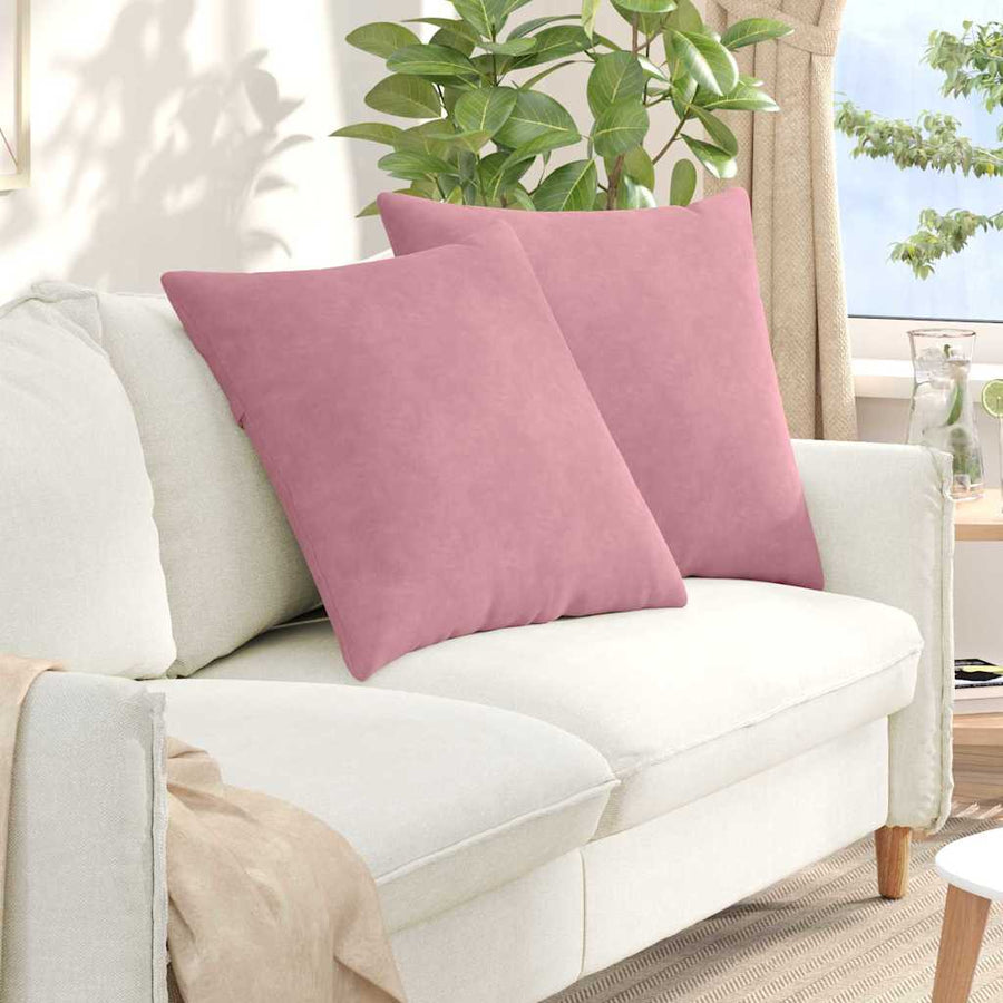 Sofa Kussens 2 pcs Roze 60 x 60 cm Katoen Stof
