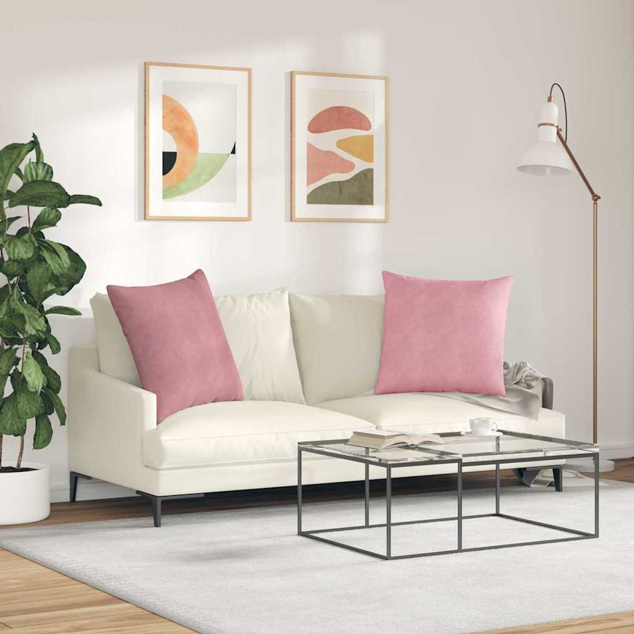 Sofa Kussens 2 pcs Roze 60 x 60 cm Katoen Stof