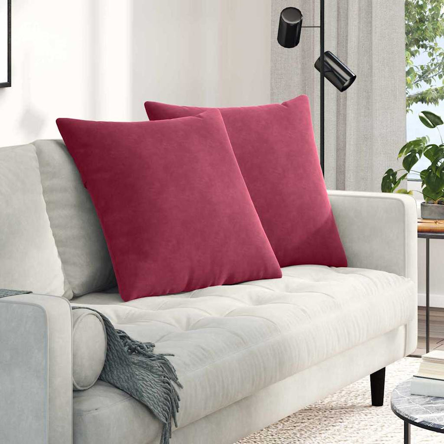 Sofa Kussens 2 pcs Wijnrood 60 x 60 cm Katoen Stof