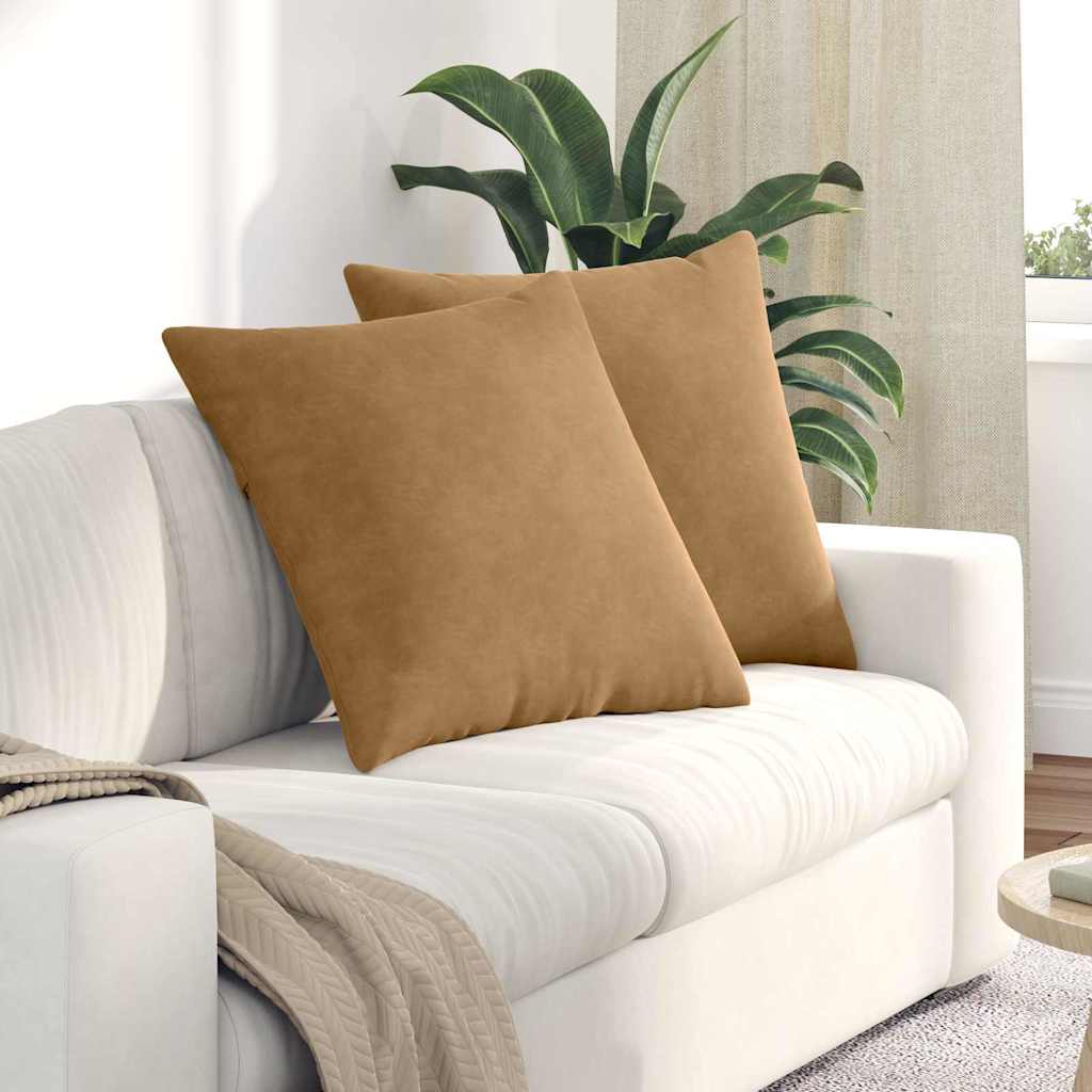 Sofa Kussens 2 pcs Bruin 60 x 60 cm Katoen Stof