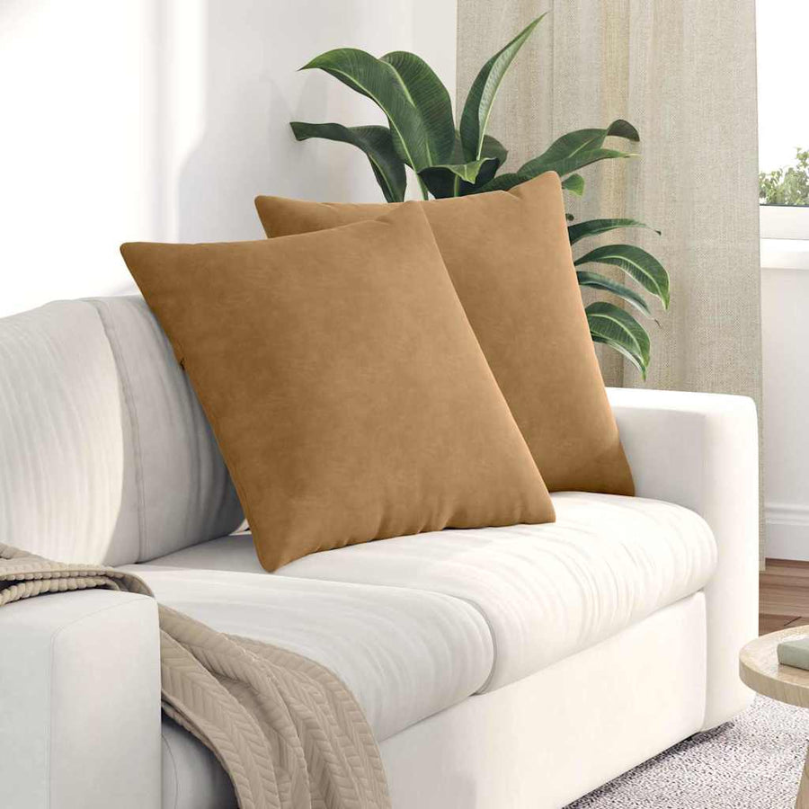 Sofa Kussens 2 pcs Bruin 60 x 60 cm Katoen Stof