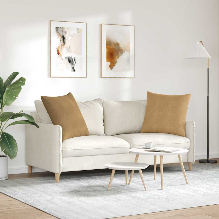 Sofa Kussens 2 pcs Bruin 60 x 60 cm Katoen Stof