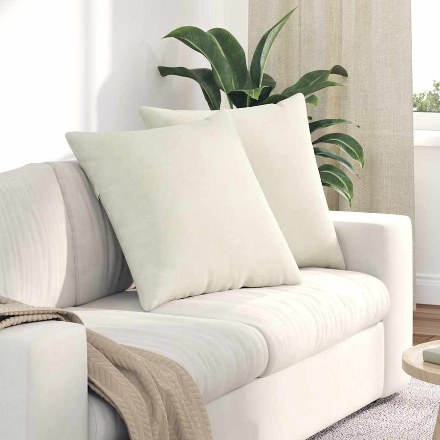 Sofa Kussens 2 pcs Crème 60 x 60 cm Katoen Stof