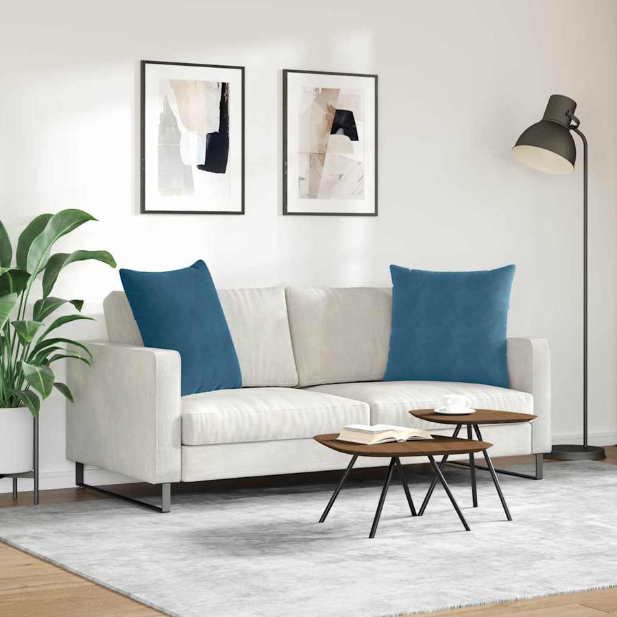 Sofa Kussens 2 pcs Blauw 80 x 80 cm Katoen Stof