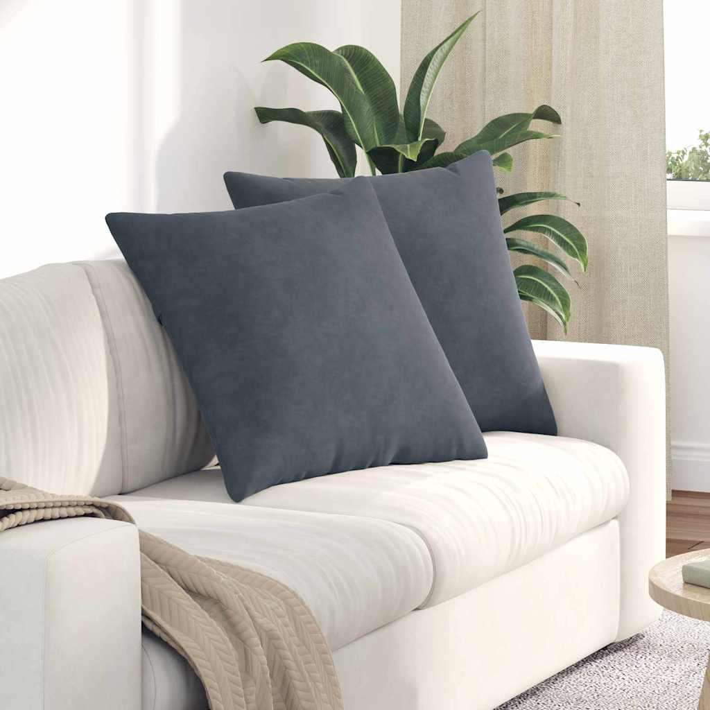 Sofa Kussens 2 pcs Donkergrijs 80 x 80 cm Katoen Stof