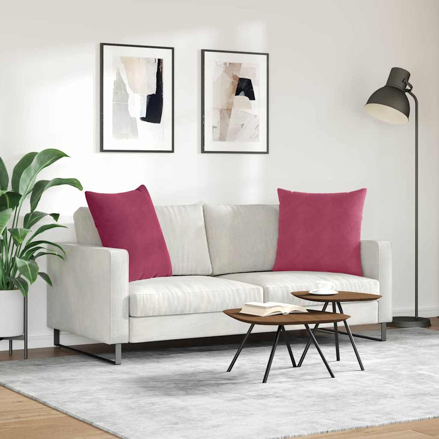 Sofa Kussens 2 pcs Wijnrood 80 x 80 cm Katoen Stof