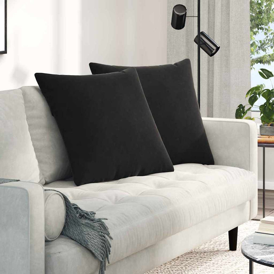 Sofa Kussens 2 pcs Zwart 80 x 80 cm Katoen Stof