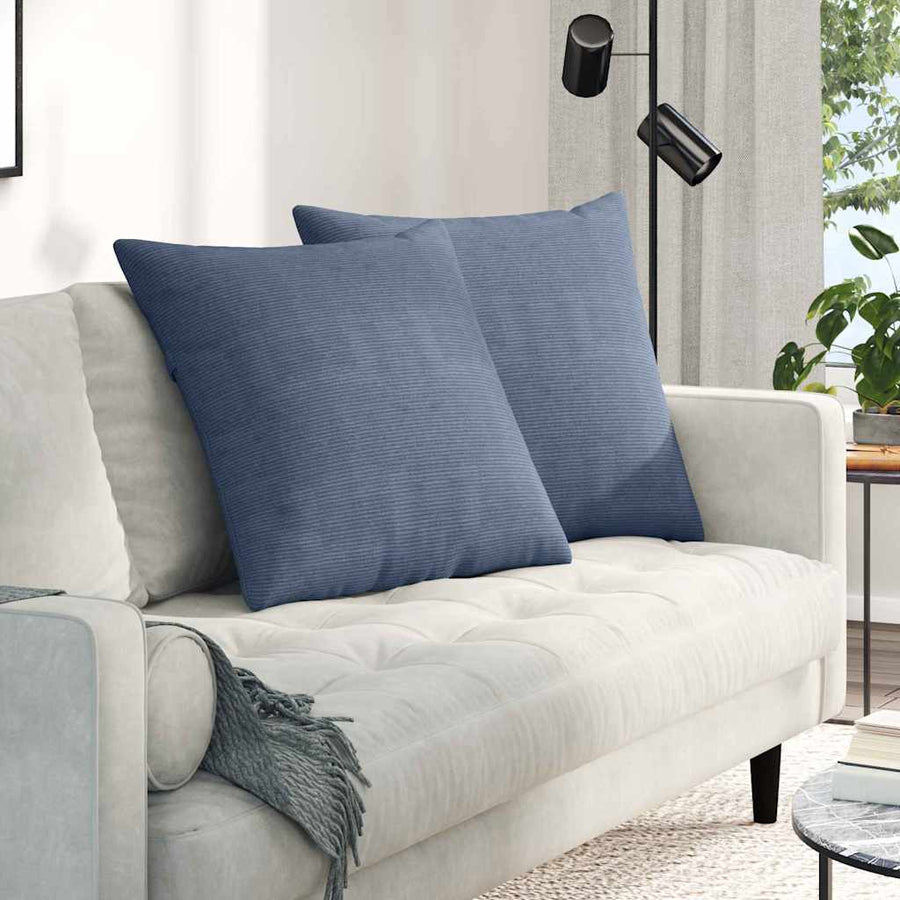 Sofa Kussens 2 pcs Blauw 80 x 80 cm Katoen Stof