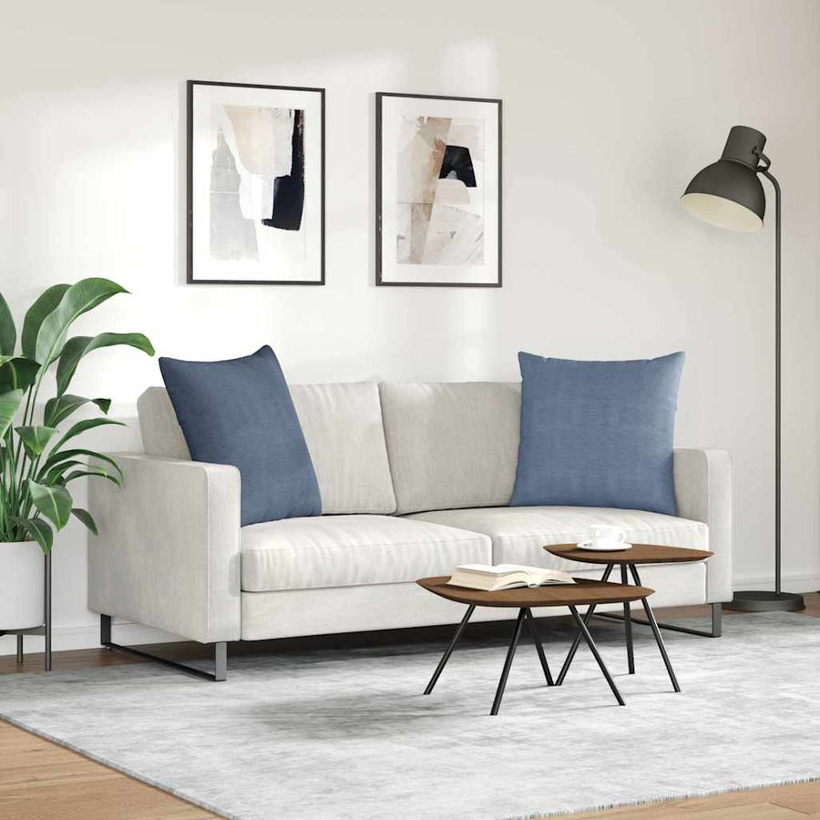 Sofa Kussens 2 pcs Blauw 80 x 80 cm Katoen Stof