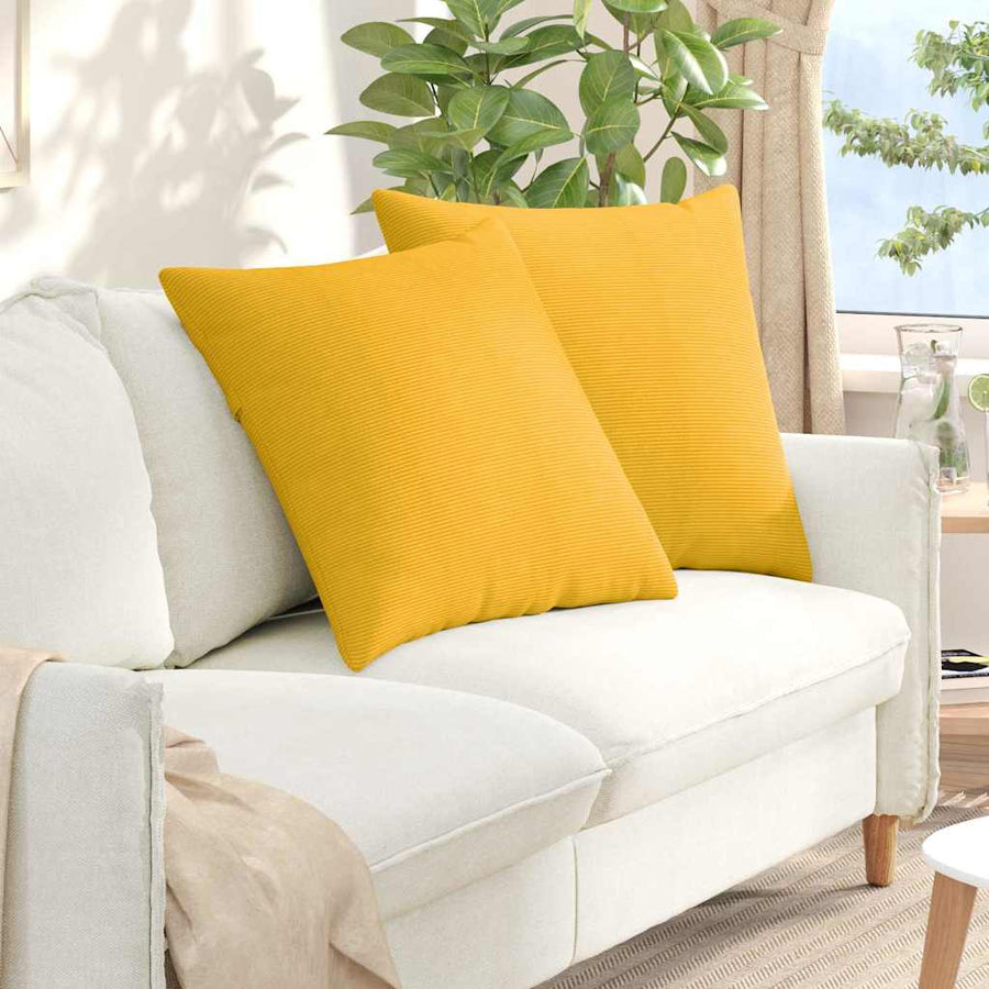 Sofa Kussens 2 pcs Lichtgeel 80 x 80 cm Katoen Stof