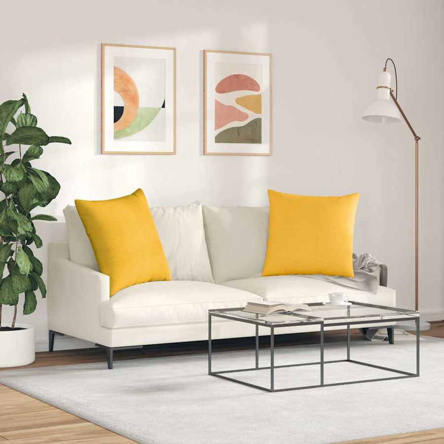 Sofa Kussens 2 pcs Lichtgeel 80 x 80 cm Katoen Stof