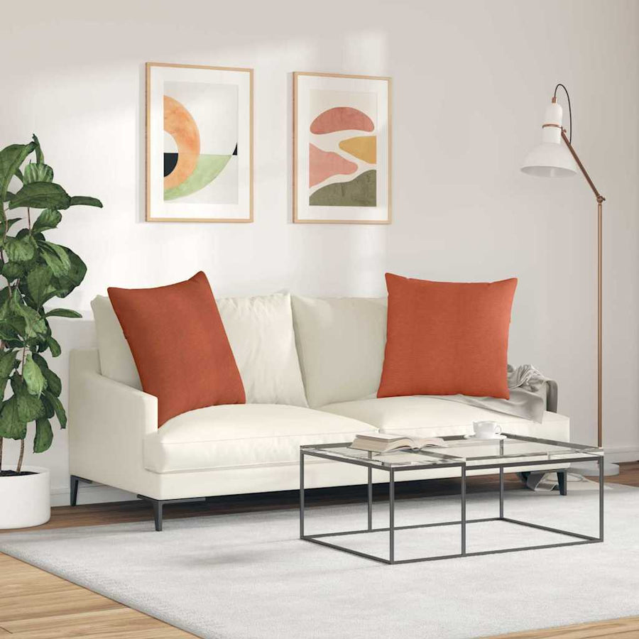 Sofa Kussens 2 pcs Rood-oranje 80 x 80 cm Katoen Stof