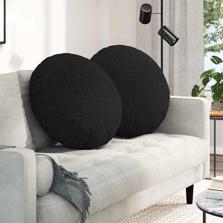Zitkussens 2 pcs Zwart Ø60 x 21 cm Stof