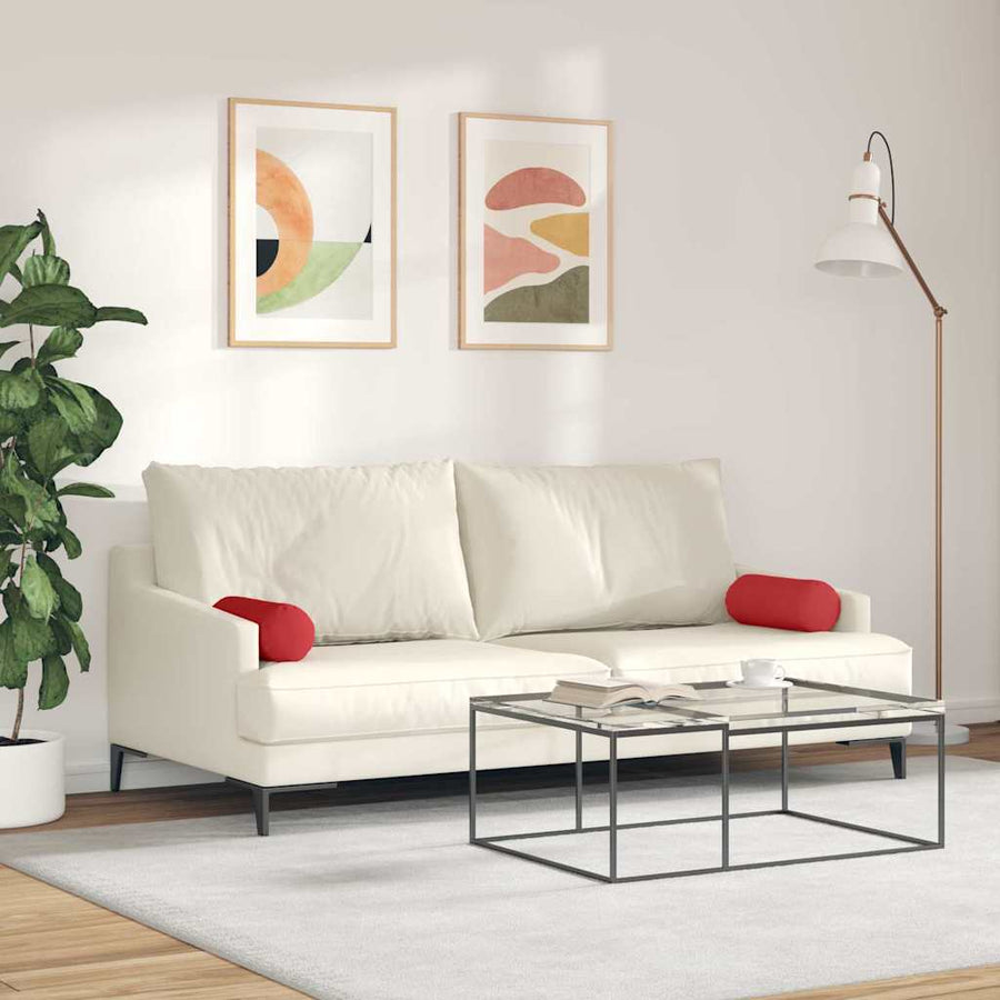 Bolster Kussens 2 pcs Rood Ø 15 x 40 cm Stof