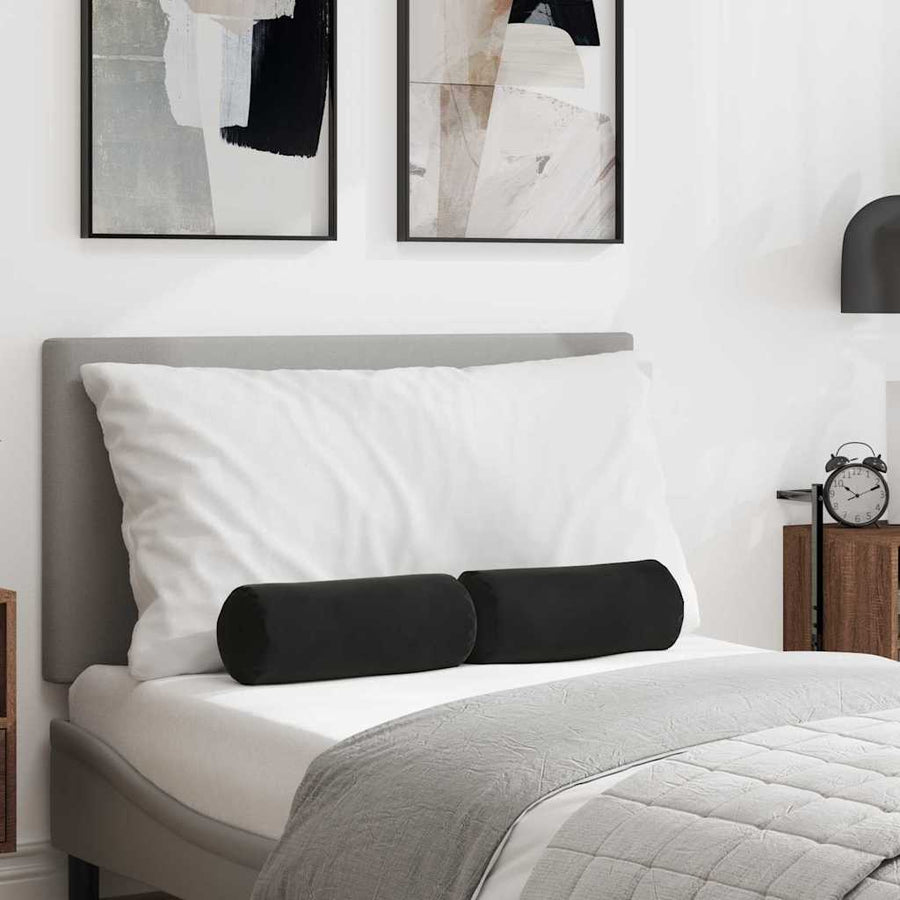 Bolster Kussens 2 pcs Zwart Ø 15 x 40 cm Katoen Stof