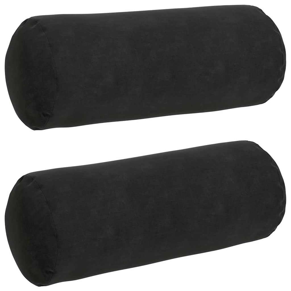 Bolster Kussens 2 pcs Zwart Ø 15 x 40 cm Katoen Stof