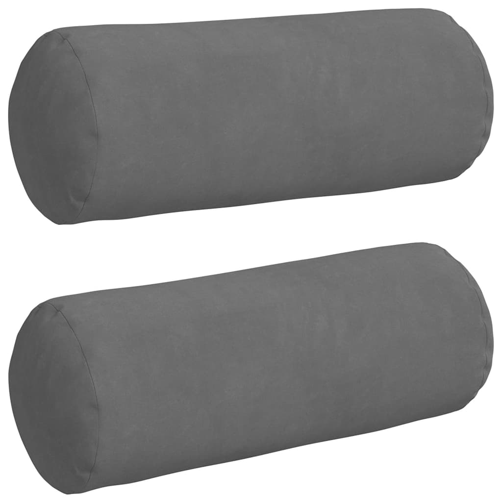 Bolster Kussens 2 pcs Donkergrijs Ø 15 x 40 cm Microvezel Stof