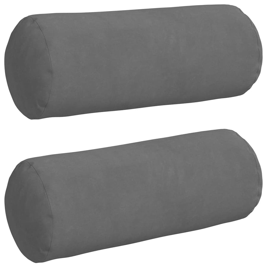 Bolster Kussens 2 pcs Donkergrijs Ø 15 x 40 cm Microvezel Stof