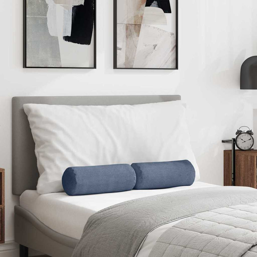 Bolster Kussens 2 pcs Blauw Ø 15 x 40 cm Katoen Stof