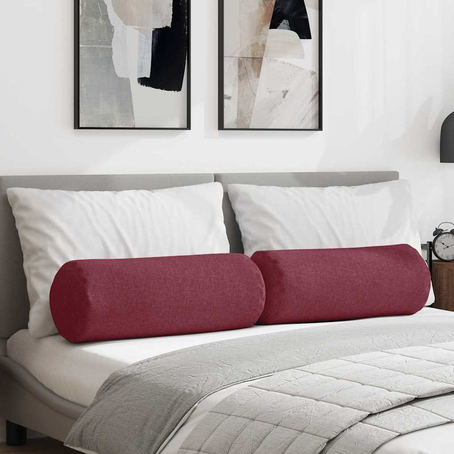 Bolster Kussens 2 pcs Wijnrood Ø 25 x 70 cm Stof