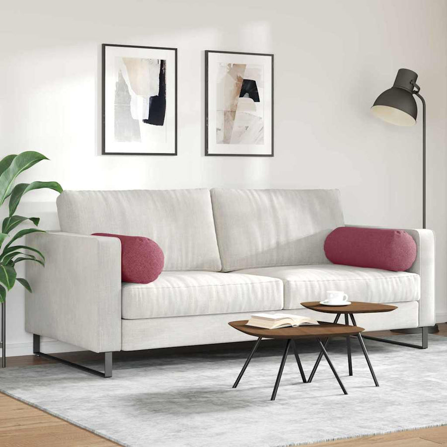 Bolster Kussens 2 pcs Wijnrood Ø 25 x 70 cm Stof