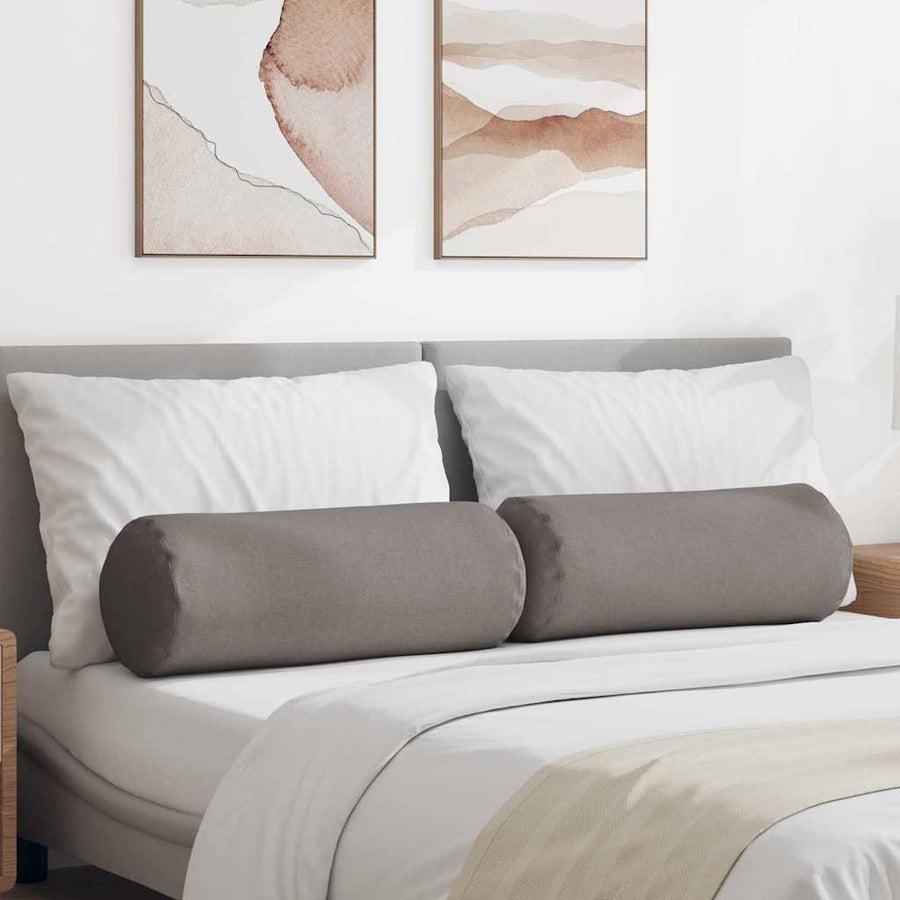 Bolster Kussens 2 pcs Taupe Ø 25 x 70 cm Stof