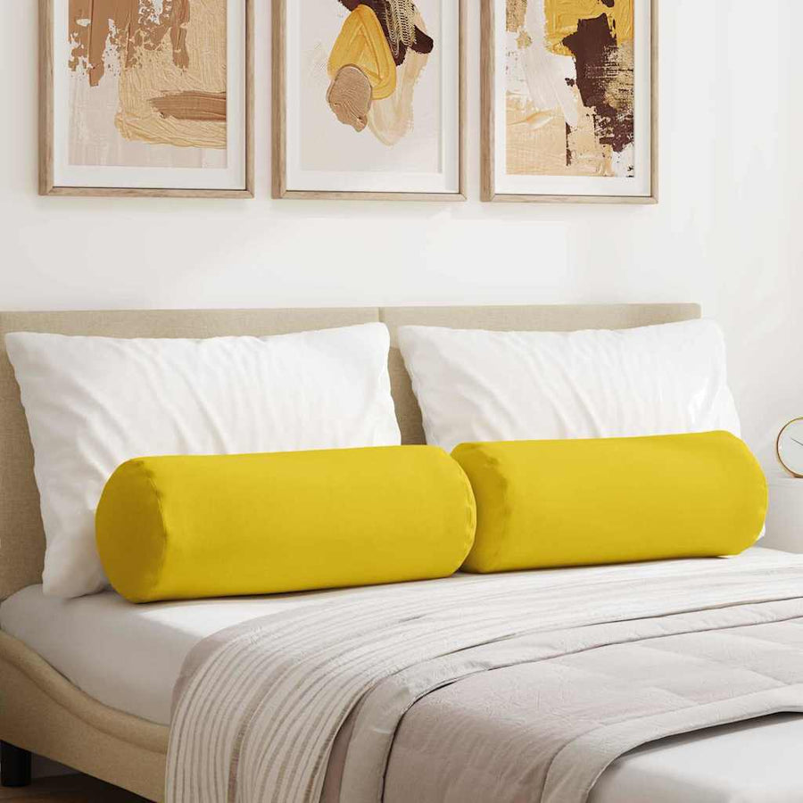 Bolster Kussens 2 pcs Lichtgeel Ø 25 x 70 cm Stof