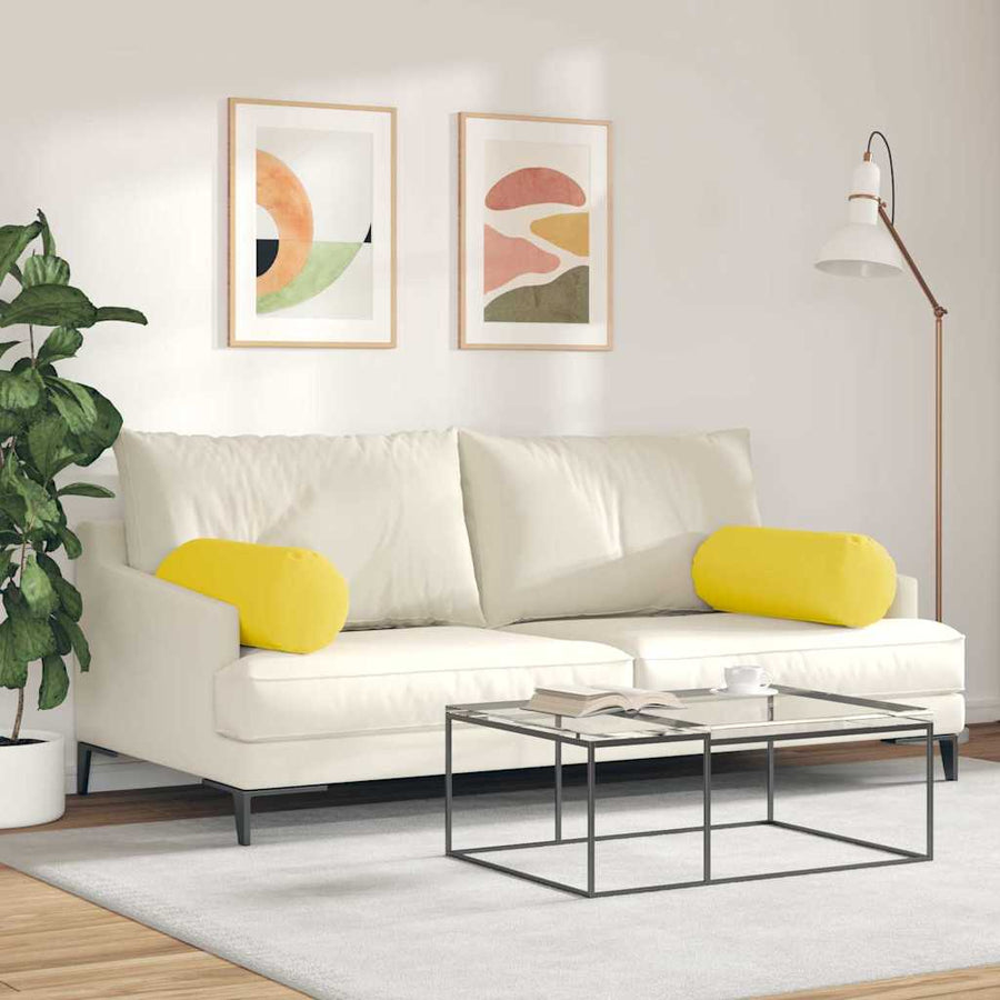 Bolster Kussens 2 pcs Lichtgeel Ø 25 x 70 cm Stof