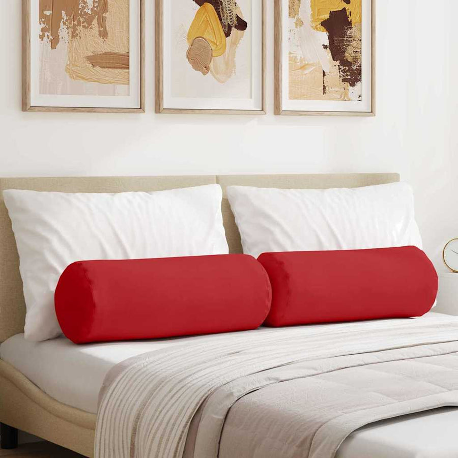 Bolster Kussens 2 pcs Rood Ø 25 x 70 cm Stof