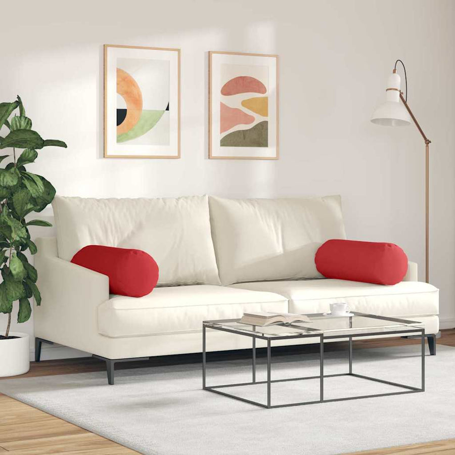 Bolster Kussens 2 pcs Rood Ø 25 x 70 cm Stof