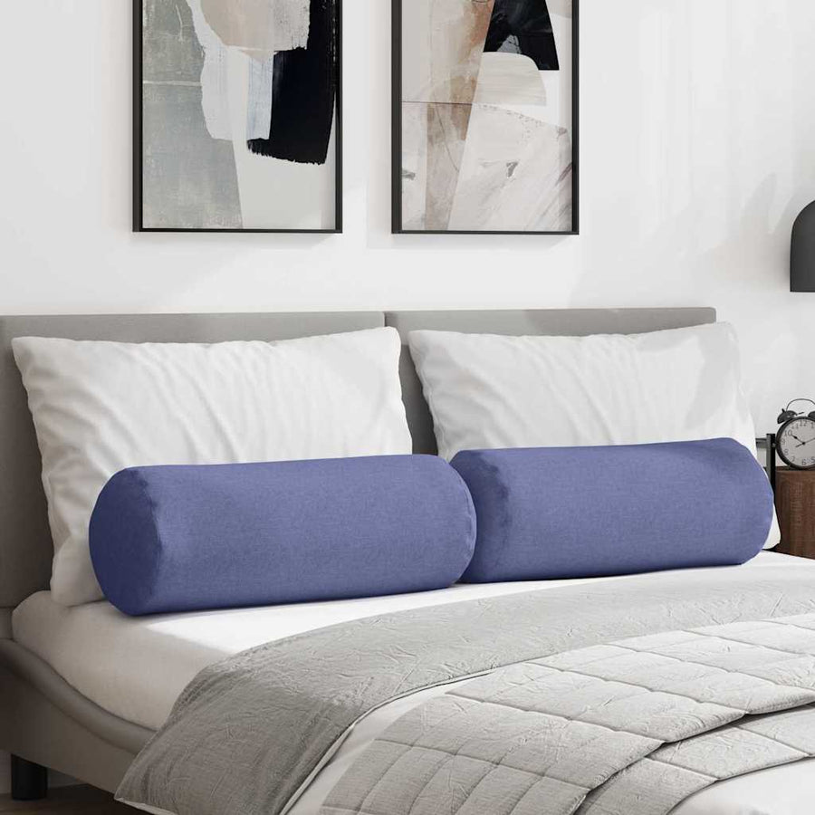 Bolster Kussens 2 pcs Jeans Blauw Ø 25 x 70 cm Stof