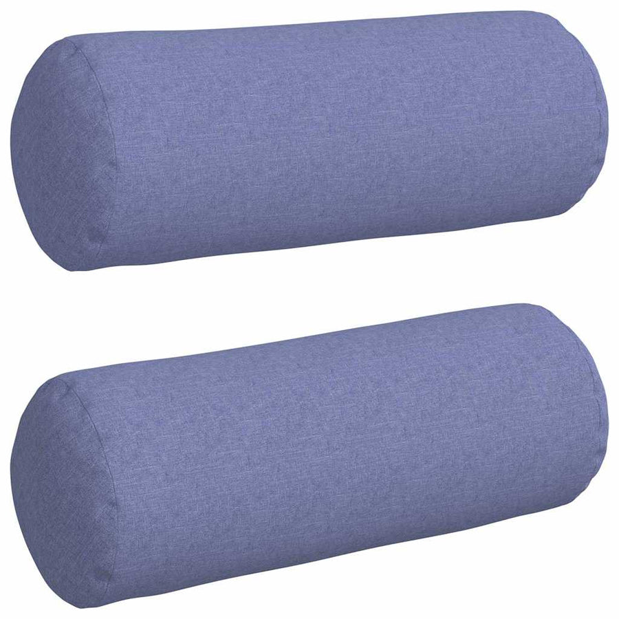Bolster Kussens 2 pcs Jeans Blauw Ø 25 x 70 cm Stof