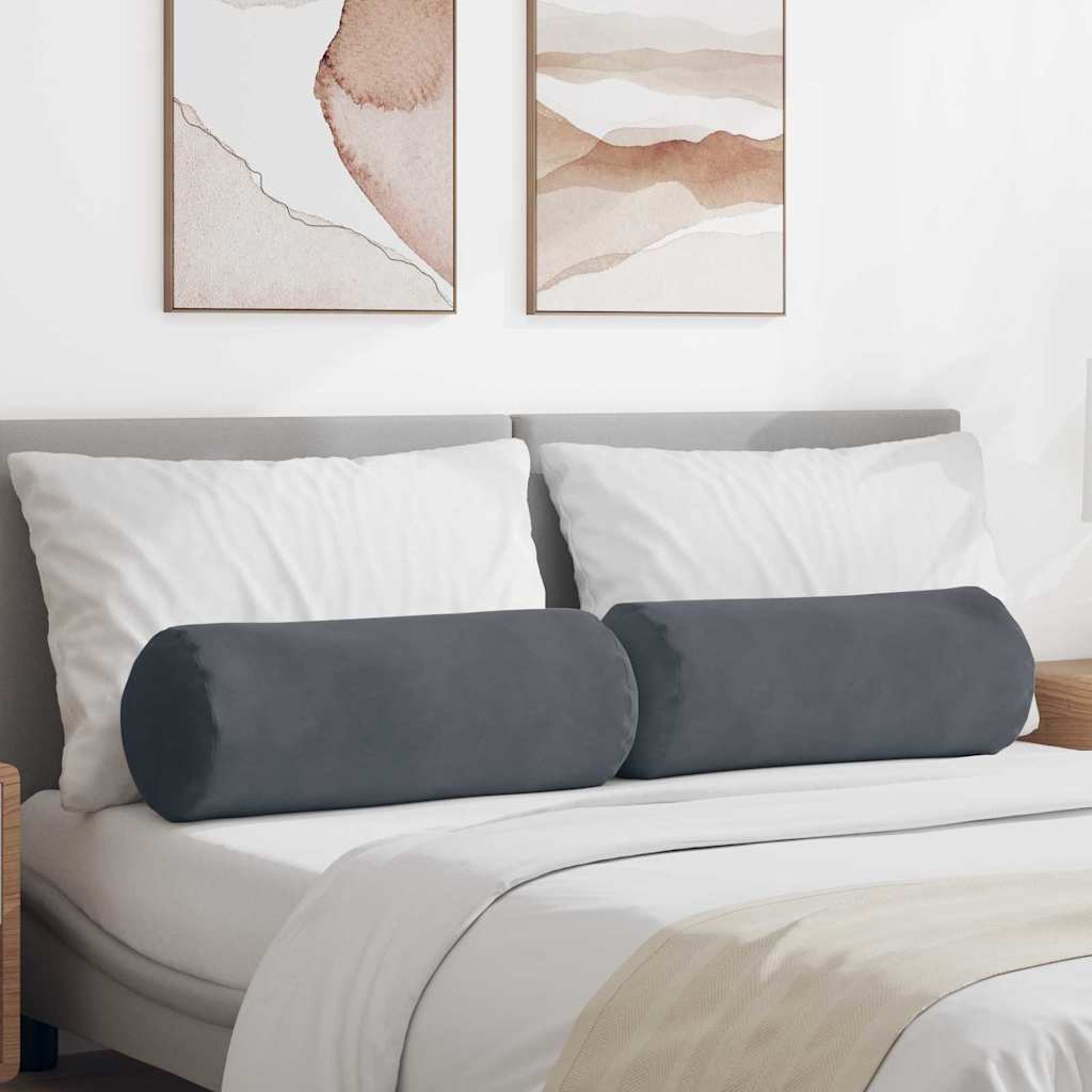 Bolster Kussens 2 pcs Donkergrijs Ø 25 x 70 cm Katoen Stof