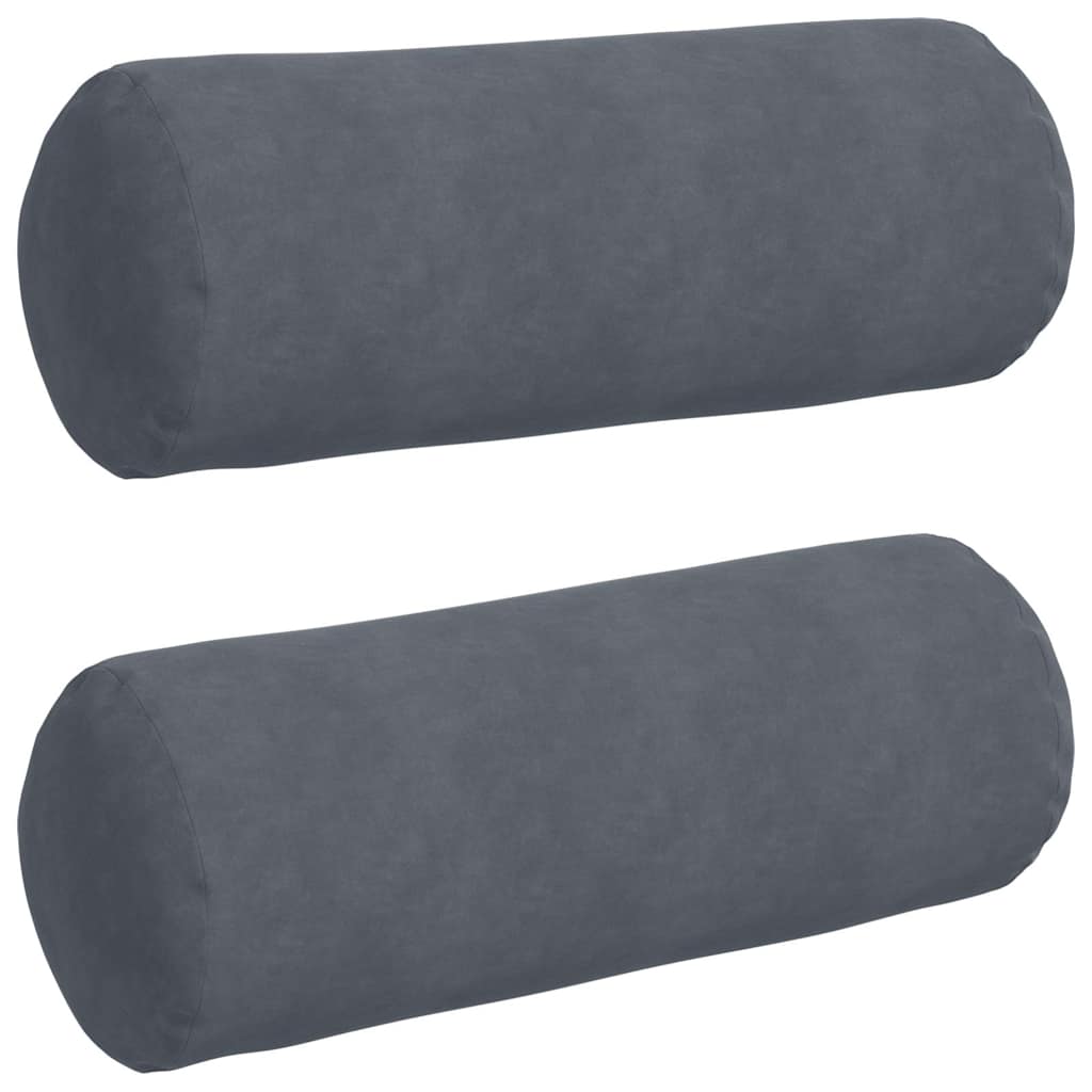 Bolster Kussens 2 pcs Donkergrijs Ø 25 x 70 cm Katoen Stof